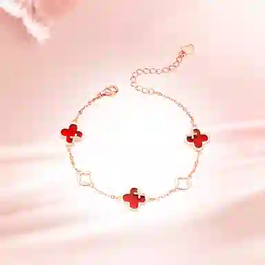 中国珠宝 四叶草森系时尚轻奢温柔简约优雅气质日常百搭小众好运 玛瑙 手链 女款