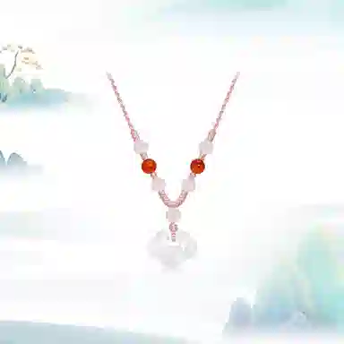 圣诞新年好礼 中国珠宝 祥云如意锁 福运圆满白月光新中式清冷古典国风复古平安顺遂简约百搭好运 玉髓 项链 男女同款情侣款