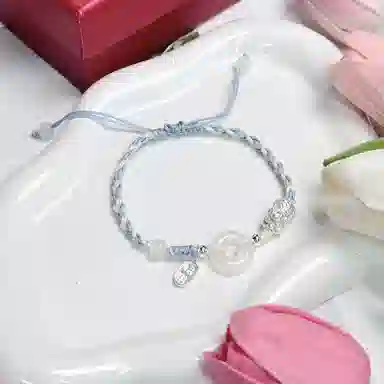 中国珠宝 招财平安扣手绳 新中式国潮转运纳福吞金兽优雅精致简约日常手工编织貔貅手饰 玉髓 手链 男女同款情侣款