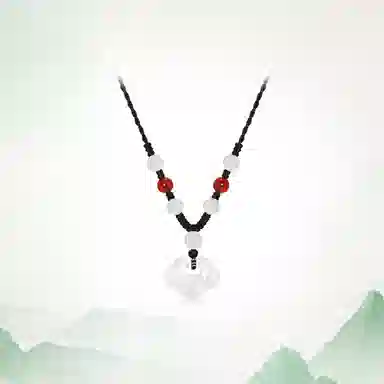 圣诞新年好礼 中国珠宝 祥云如意锁 福运圆满白月光新中式清冷古典国风复古平安顺遂简约百搭好运 玉髓 项链 男女同款情侣款