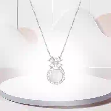 中国珠宝 蝴蝶结闪锆 简约高级轻奢国风 白月光清冷感温柔气质百搭锁骨链 玉髓 项链 男女同款情侣款