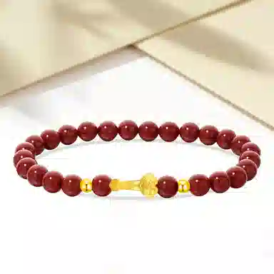 中国珠宝 平安如意 显白 新中式国潮好运连连如意平安复古轻奢精致 足金 一口价 黄金手串 男女同款情侣款