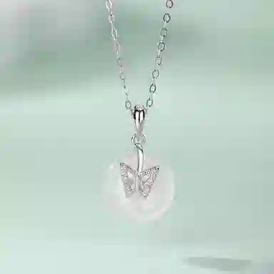 中国珠宝 镂空蝴蝶 新中式国潮甜美优雅温柔气质简约百搭小众好运锁骨链 玉髓 项链 女款