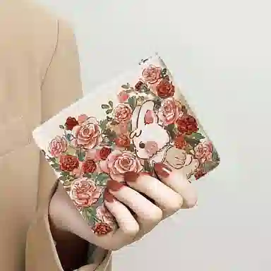 奥松 小众图案设计休闲简约时尚百搭 斜纹科技布 钱包 常规 女款 白色/粉色/红色