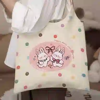 奥松 小众可爱图案设计休闲简约日常通勤时尚百搭 绒面科技布 单肩包 大号 女款 粉色