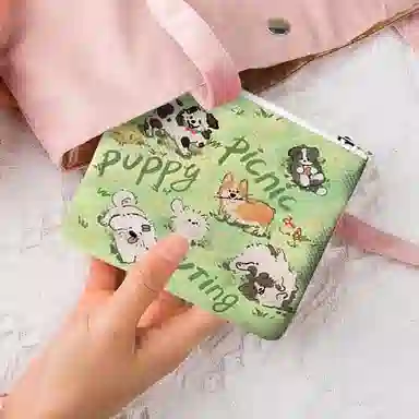 奥松 家用家居可爱学生小巧 绒面科技布 零钱包 男女同款情侣款 汪汪野餐会