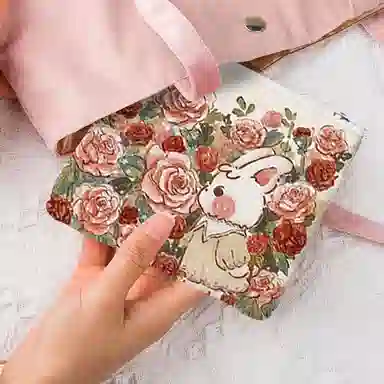 奥松 小众图案设计休闲简约时尚百搭 斜纹科技布 钱包 常规 女款 白色/粉色/红色