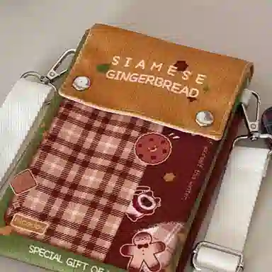 奥松 家用姜饼暹罗小巧轻便斜挎布洋气跑步包 绒面科技布 手机包 男女同款情侣款 棕色/米色/红色