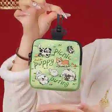 奥松 家用家居可爱学生小巧 绒面科技布 零钱包 男女同款情侣款 汪汪野餐会