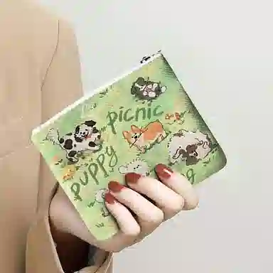 奥松 家用家居可爱学生小巧 绒面科技布 零钱包 男女同款情侣款 汪汪野餐会