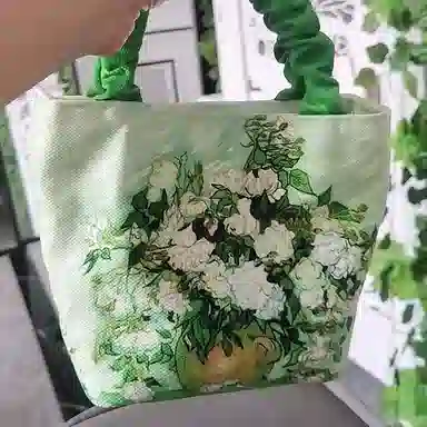 奥松 家用家居油画水桶包慵懒高级感小众文艺斜挎云朵包单肩包 帆布 帆布包手提包 男女同款情侣款 绿色