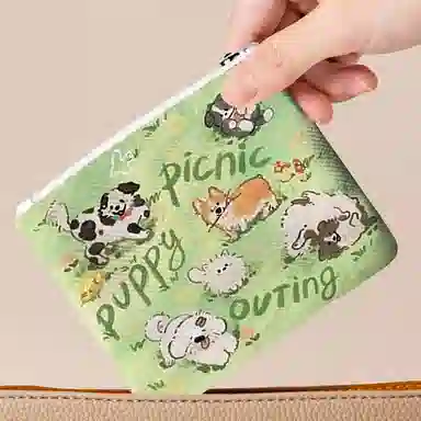 奥松 家用家居可爱学生小巧 绒面科技布 零钱包 男女同款情侣款 汪汪野餐会