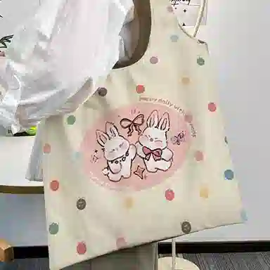 奥松 小众可爱图案设计休闲简约日常通勤时尚百搭 绒面科技布 单肩包 大号 女款 粉色