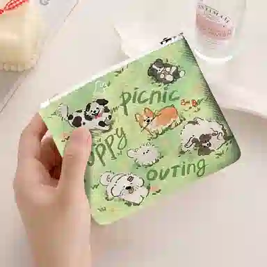奥松 家用家居可爱学生小巧 绒面科技布 零钱包 男女同款情侣款 汪汪野餐会