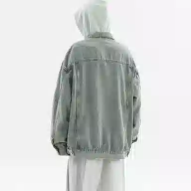寻星记 美式复古潮牌高街风宽松做旧破洞长袖上衣牛仔外套 男女同款