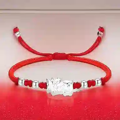 【999银】 絮物 国潮新中式设计感个性转运貔貅手工编织时尚百搭出游新宠吸睛神器百福具臻#好运 织物 手绳 男女同款情侣款