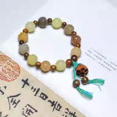 絮物 新中式时来运转 盘玩串珠佛珠手持 生日送礼 檀木 白玉菩提 手串 男女同款情侣款