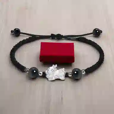 【999银】 絮物 简约高级感谁貔貅出游新宠吸睛神器小众甜美国潮新中式轻奢百搭新中式纯手工编织#好运 织物 手绳 男女同款情侣款