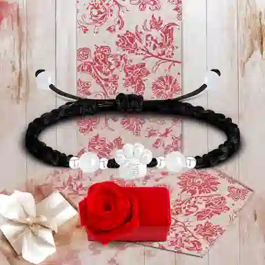 【999银】 絮物 国潮小众纯手工编织福字猫爪编织手链甜美轻奢百搭新中式高级感出游新宠吸睛神器#好运 织物 手绳 男女同款情侣款