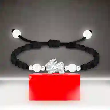 【999银】 絮物 国潮新中式小众纯手工编织貔貅宝宝款设计甜美轻奢百搭新中式高级感出游新宠吸睛神器#好运 织物 手绳 男女同款情侣款