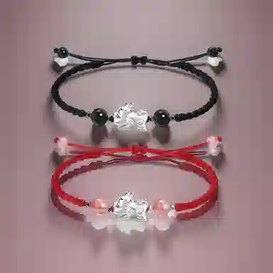 【999银】 絮物 简约高级感谁貔貅出游新宠吸睛神器小众甜美国潮新中式轻奢百搭新中式纯手工编织#好运 织物 手绳 男女同款情侣款