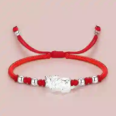 【999银】 絮物 国潮新中式设计感个性转运貔貅手工编织时尚百搭出游新宠吸睛神器百福具臻#好运 织物 手绳 男女同款情侣款