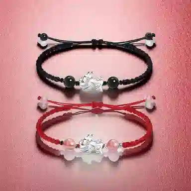 【999银】 絮物 简约高级感谁貔貅出游新宠吸睛神器小众甜美国潮新中式轻奢百搭新中式纯手工编织#好运 织物 手绳 男女同款情侣款