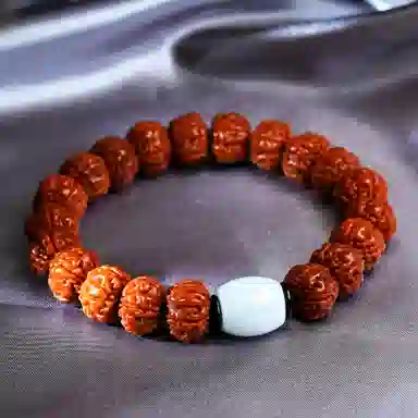 絮物 国潮机刷包浆玉化树王精品饱满原籽佛珠手持盘玩念珠 金刚菩提 手串 男女同款情侣款