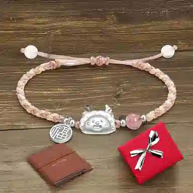 【999银】 絮物 龙饺宝宝简约设计感出游新宠吸睛神器小众甜美国潮新中式轻奢百搭新中式纯手工编织#好运 织物 手绳 男女同款情侣款