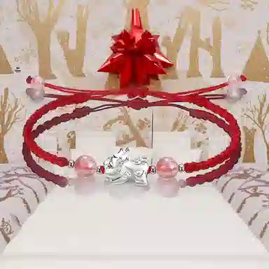 【999银】 絮物 简约高级感谁貔貅出游新宠吸睛神器小众甜美国潮新中式轻奢百搭新中式纯手工编织#好运 织物 手绳 男女同款情侣款