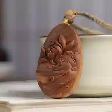 絮物 新中式国潮精工雕刻荷花 好事莲莲 富贵莲花转奢大牌简约设计  送礼  好运 老山檀 吊坠 男女同款情侣款