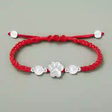 【999银】 絮物 国潮小众纯手工编织福字猫爪编织手链甜美轻奢百搭新中式高级感出游新宠吸睛神器#好运 织物 手绳 男女同款情侣款