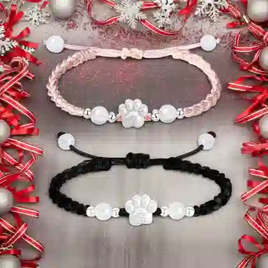 【999银】 絮物 国潮小众纯手工编织福字猫爪编织手链甜美轻奢百搭新中式高级感出游新宠吸睛神器#好运 织物 手绳 男女同款情侣款