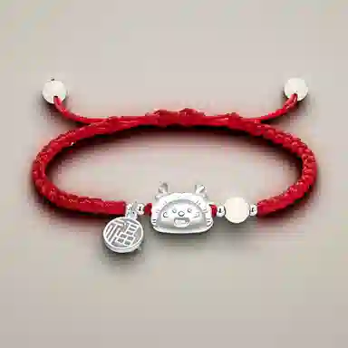 【999银】 絮物 龙饺宝宝简约设计感出游新宠吸睛神器小众甜美国潮新中式轻奢百搭新中式纯手工编织#好运 织物 手绳 男女同款情侣款