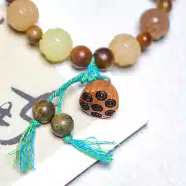 絮物 新中式时来运转 盘玩串珠佛珠手持 生日送礼 檀木 白玉菩提 手串 男女同款情侣款