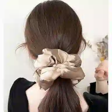 丹琴 丝绸枕头睡觉 缎面自然卷发神器大肠丸子头盘扎头发饰 布艺 发圈 女款