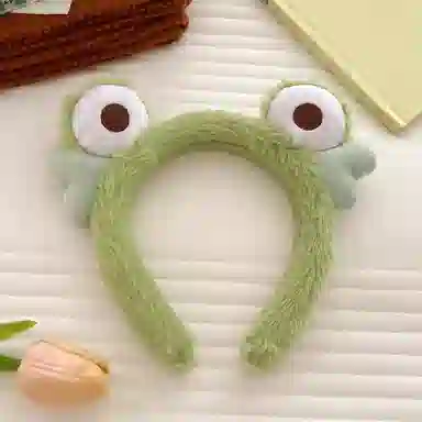 丹琴 可爱小青蛙大眼睛 卡通个性秋冬洗脸头箍束发带发捆压发头饰 毛绒 发箍 女款