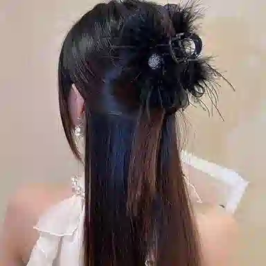 丹琴 纯欲风羽毛高级感鲨鱼夹气质后脑勺 亚克力 发夹 女款