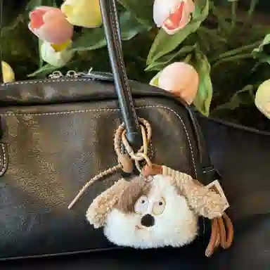 丹琴 可爱斑纹小狗 潦草丑萌公仔书包背包挂饰玩偶钥匙扣链 毛绒 挂件 男女同款情侣款