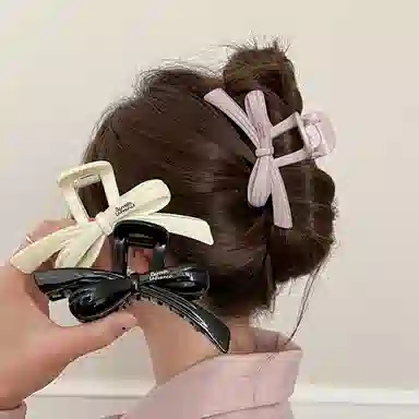 丹琴 甜美蝴蝶结 气质飘带高级感盘发抓夹 鲨鱼夹气质后脑勺发卡子头饰#好运 亚克力 发夹 女款