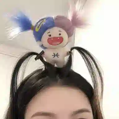 丹琴 发疯娃娃搞怪头箍卡通毛绒公仔缺牙巴棉花娃娃薅头发洗脸 亚克力 发箍 女款