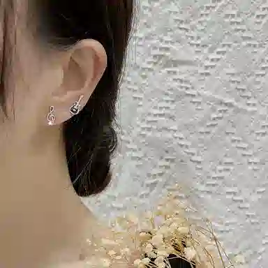 丹琴 艺术生吉他音符耳饰 甜酷不对称冷淡系小众设计百搭简约 创意可爱 合金 耳钉 女款