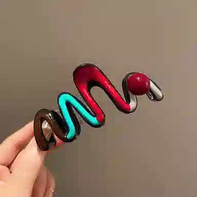 丹琴 红蓝撞色韩系抓夹大号百搭优雅鲨鱼夹发卡后脑勺高级感夹子发饰 亚克力 发夹 女款