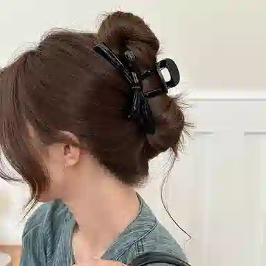 丹琴 甜美蝴蝶结 气质飘带高级感盘发抓夹 鲨鱼夹气质后脑勺发卡子头饰#好运 亚克力 发夹 女款