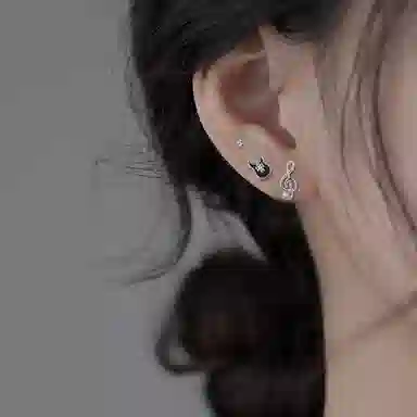 丹琴 艺术生吉他音符耳饰 甜酷不对称冷淡系小众设计百搭简约 创意可爱 合金 耳钉 女款