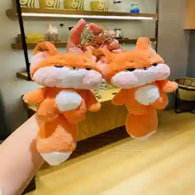 丹琴 萌趣可爱小狐狸玩偶钥匙扣卡通嘟嘟公仔书包包挂饰学生 毛绒 挂件 男女同款情侣款