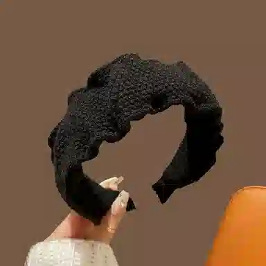 丹琴 秋冬甜美显脸小红色头箍 毛线高颅顶褶皱压发卡宽边头饰#好运 针织 发箍 女款