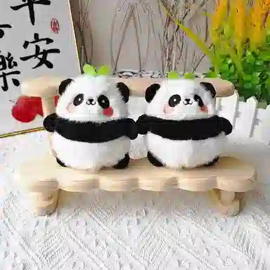 丹琴 可爱治愈萌小熊猫公仔书包背包挂饰汽车钥匙扣 毛绒 挂件 男女同款情侣款