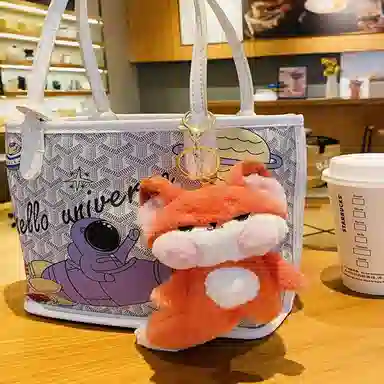 丹琴 萌趣可爱小狐狸玩偶钥匙扣卡通嘟嘟公仔书包包挂饰学生 毛绒 挂件 男女同款情侣款