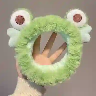 丹琴 可爱小青蛙大眼睛 卡通个性秋冬柔软洗脸头箍束发捆压发头饰 毛绒 发带 男女同款情侣款